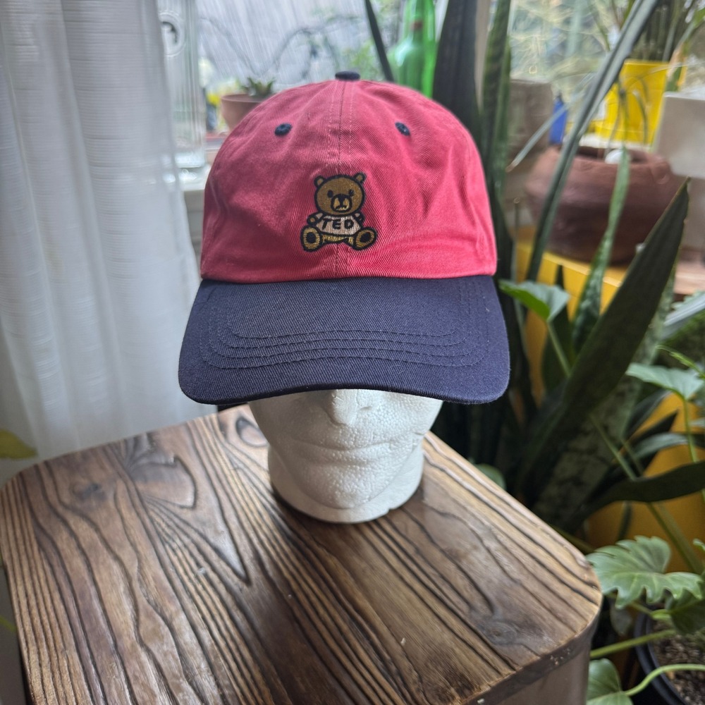 Teddy Fresh Red‎ Navy Blue Colorblock Bear Logo Embroidered Dad Hat Baseball Cap